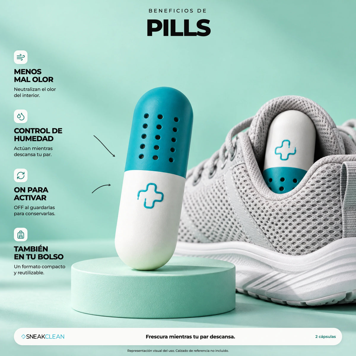 Beneficios de SneakClean Pills: cápsulas reutilizables que controlan el olor y la humedad de tus zapatillas