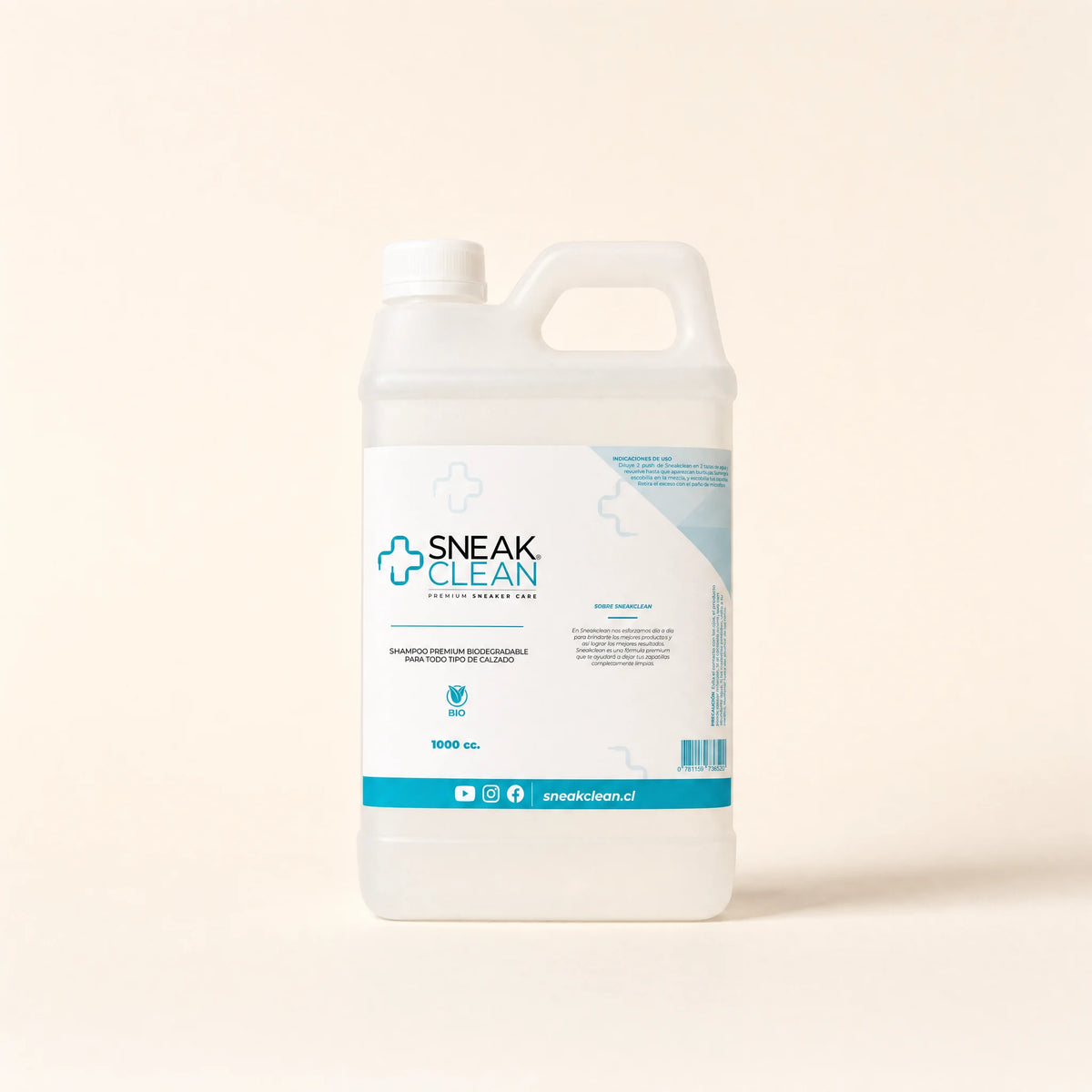 Galón de shampoo biodegradable SneakClean 1000cc para zapatillas