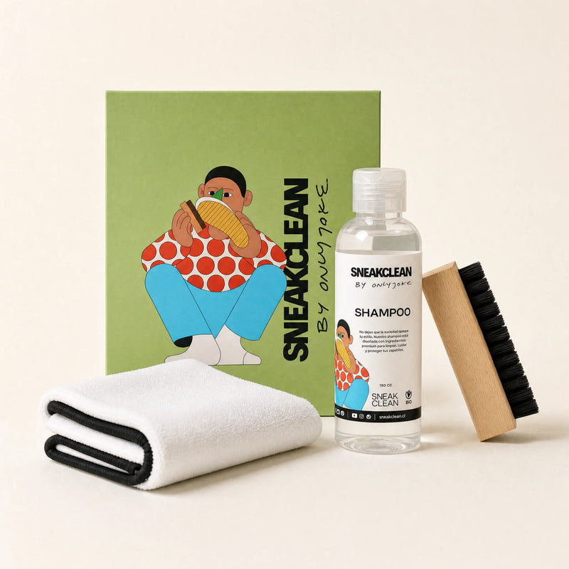 Kit Inicial ONLYJOKE SneakClean — caja, shampoo, escobilla y paño microfibra para limpieza de zapatillas