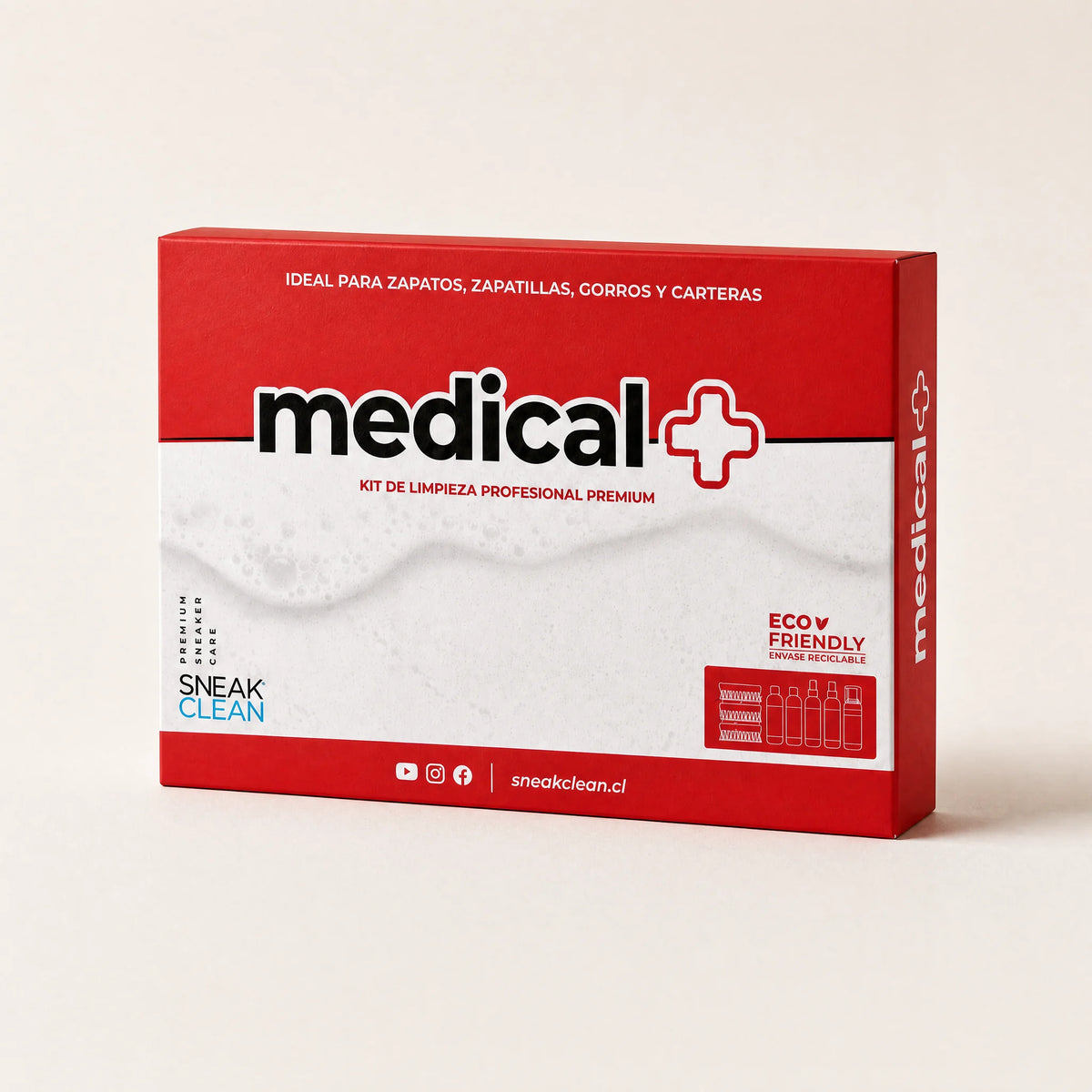 Medicalbox SneakClean — kit de limpieza profesional premium eco-friendly para zapatillas, zapatos, gorros y carteras