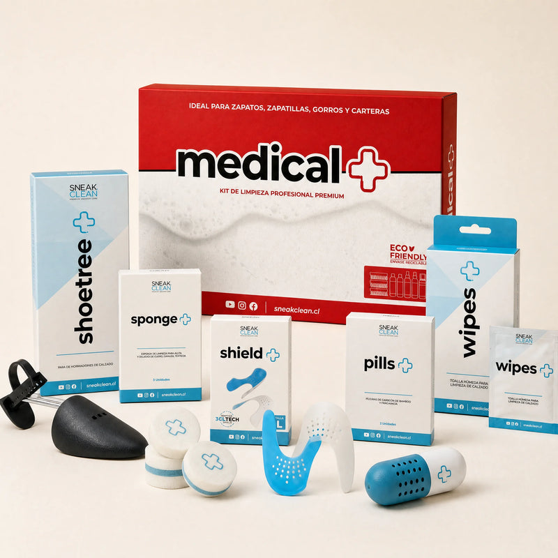 Pack Sneakerhead SneakClean — kit pro completo talla L con Medicalbox, Shoetree, Sponge, Shield GelTech, Pills y Wipes para cuidado premium de zapatillas