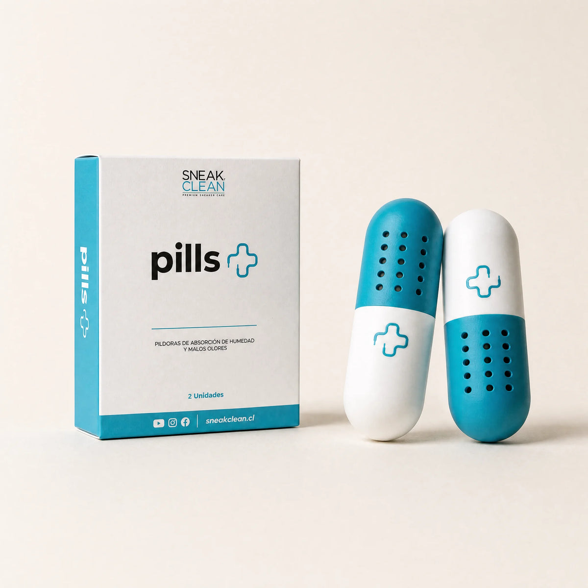 SneakClean Pills+ pack 2 unidades con caja — cápsulas anti-olor y humedad para zapatillas